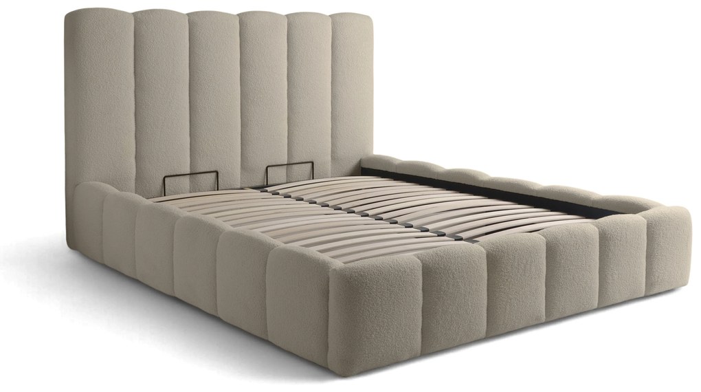 Aura kárpitozott ágy ágyneműtartóval 180x200 cm - bézs Quelle 05 bouclé