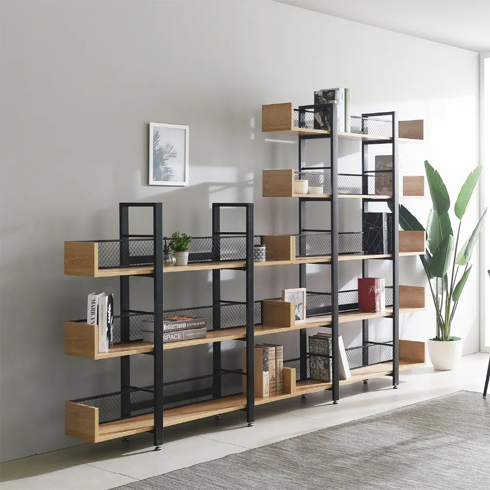 5 polcos polcállvány, tölgy/fekete, KILIS NEW TYP 2