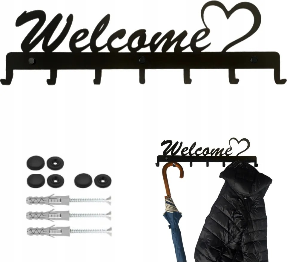 Dekoratív Fali Ruhaakasztó Welcome