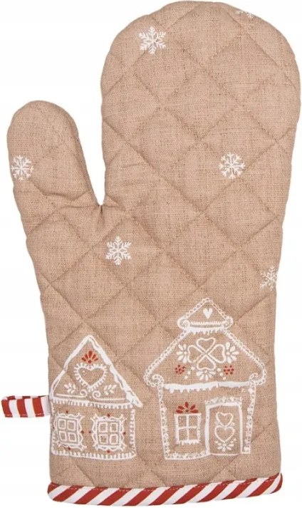 Barna pamut edényalátét mézeskalács házikó motívummal Gingerbr