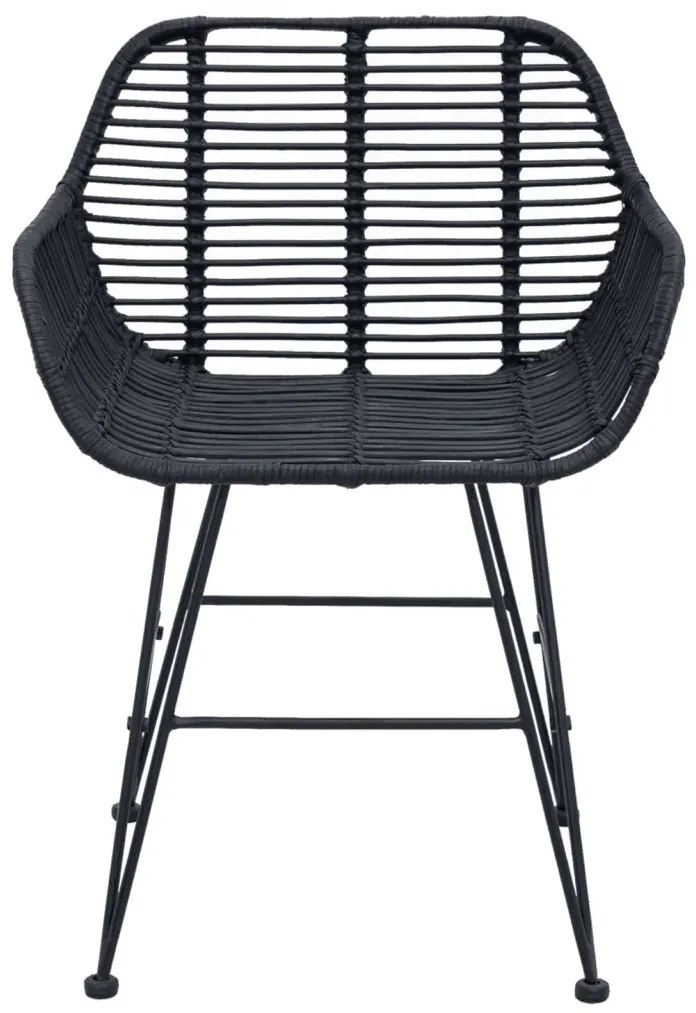 Étkezőszék 2 pcs Fekete 55 x 50 x 74 cm Rattan és Vas