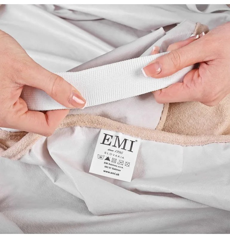 EMI krémszínű vízhatlan lepedő gumiszalaggal, 90x200 cm