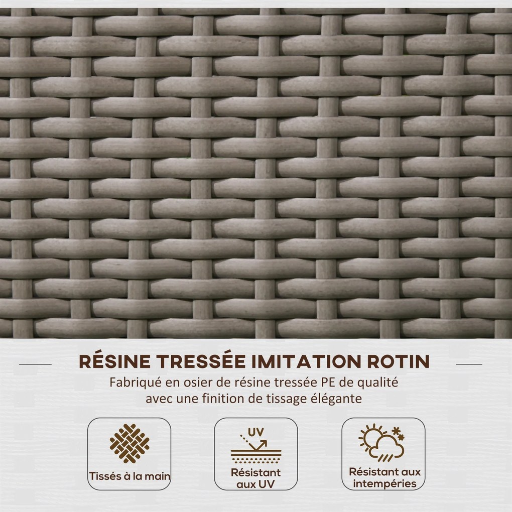 Outsunny Kerti Virágtartó Rámpával, Téglalap Alakú Virágbox Woven PE Gyantából és Acélból, dim. 103L x 29W x 103H cm Szürke | Aosom