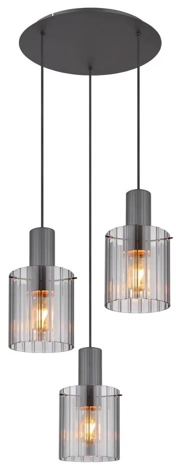 Globo 15904-3HR - Csillár zsinóron TULIVAR 3xE27/40W/230V átm. 48 cm szürke