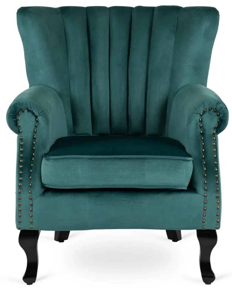 Chesterfield Fotel Zöld Bársony Kárpittal. MALLO