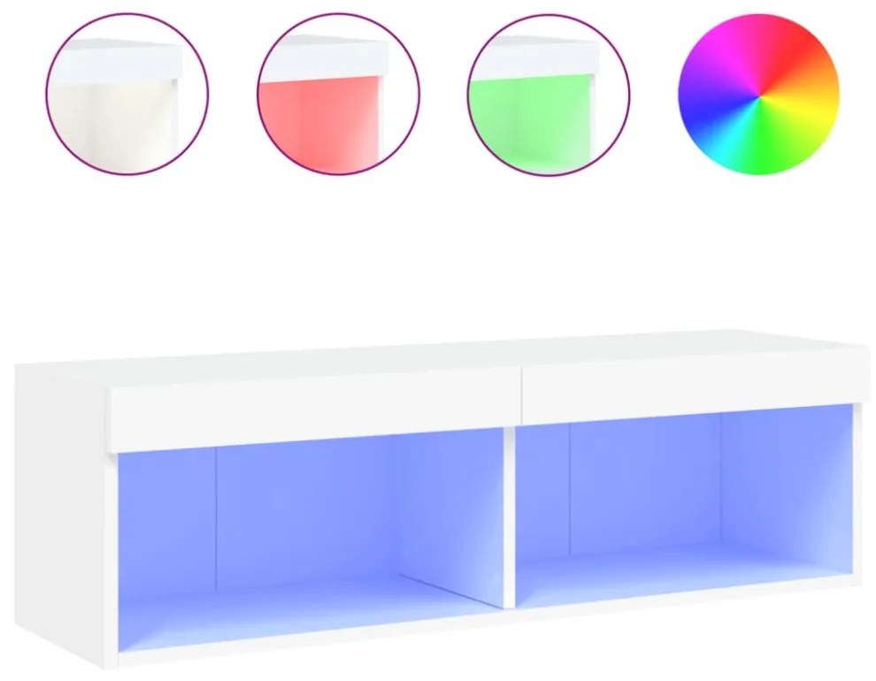 fehér TV-szekrény LED-világítással 100 x 30 x 30 cm