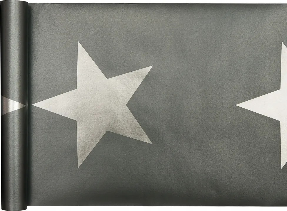 Fémes Tapéta Ezüst Csillagok Szürke háttér