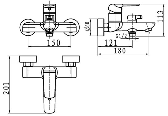 Novaservis - NOBLESS TINA fürdőkád csaptelep, fehér