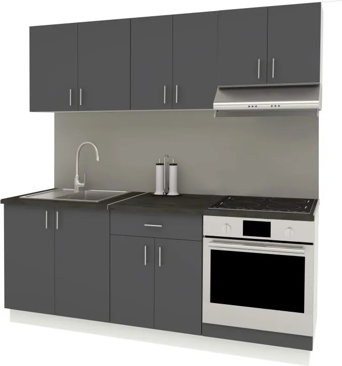 Benita konyhabútor szett V14, 200 cm - Antracit-Fehér