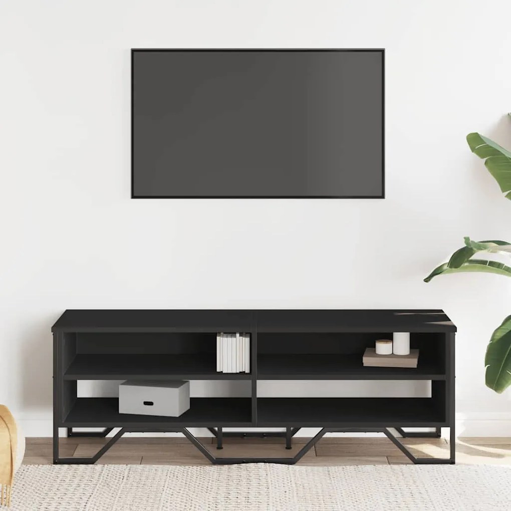 fekete szerelt fa TV-szekrény 122 x 34 x 41 cm
