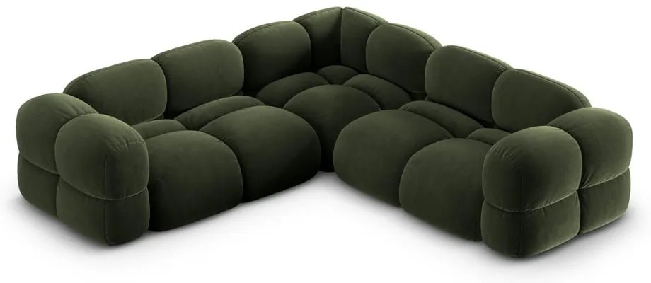 Zöld bársony sarokkanapé Loretto – Cosmopolitan Design