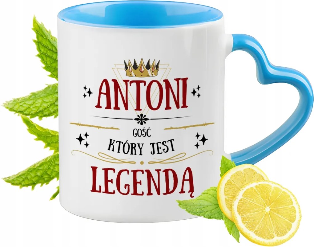 Antalnak Kék Bögre Szív Alakú Füllel Ajándék