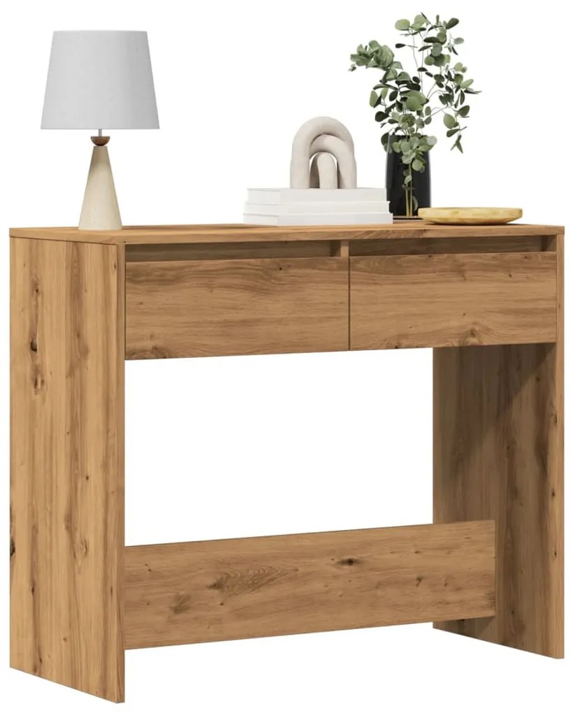 kézműves tölgy színű szerelt fa dohányzóasztal 89x41x76,5 cm