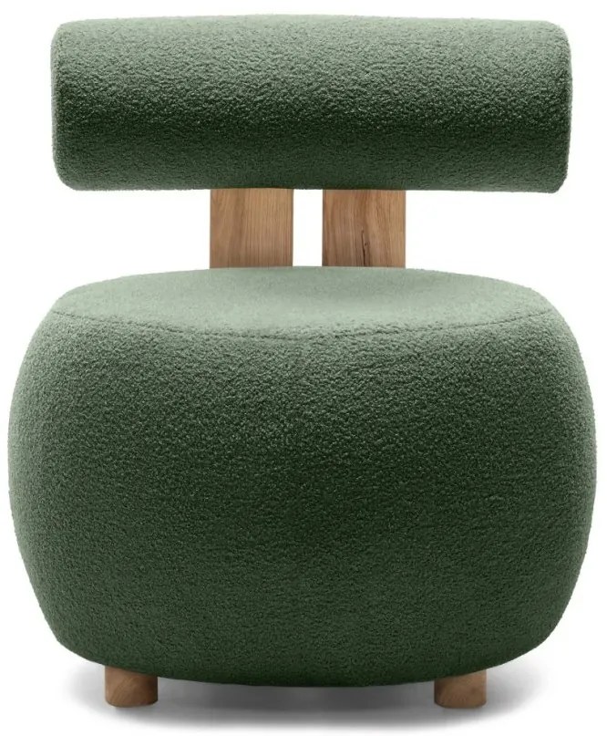 Sötétzöld design fotel HANNA, tölgy