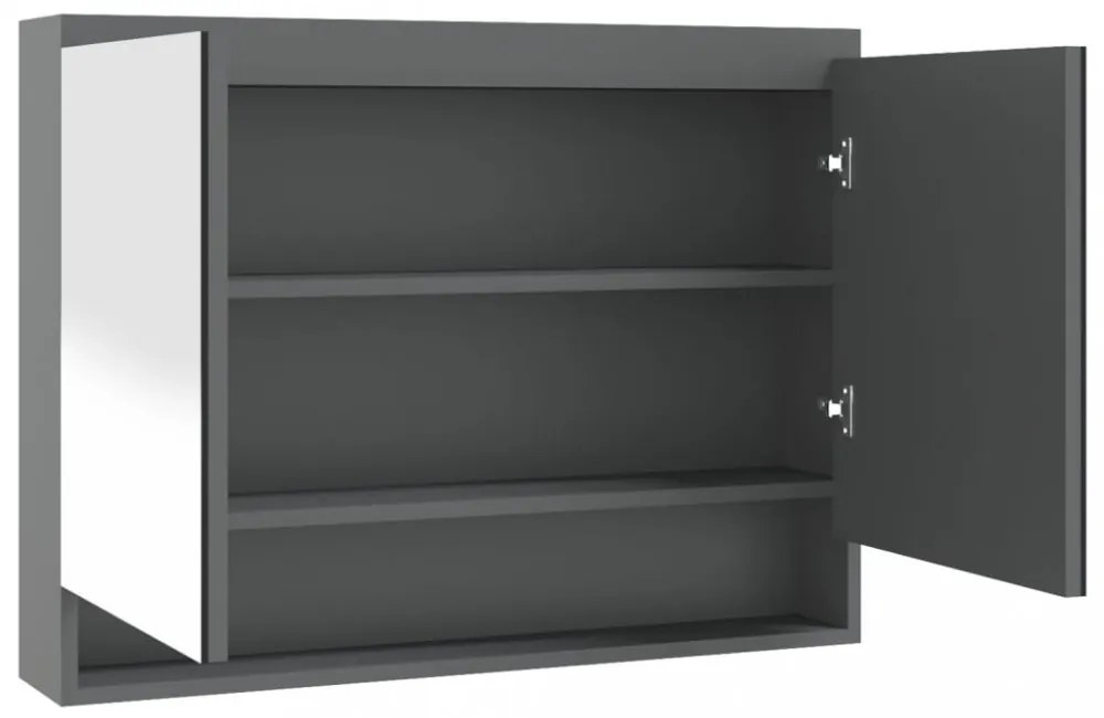 szürke MDF tükrös fürdőszobaszekrény 80 x 15 x 60 cm