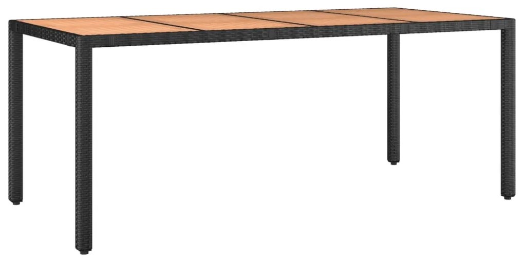 9 részes fekete polyrattan kerti bisztrógarnitúra párnákkal