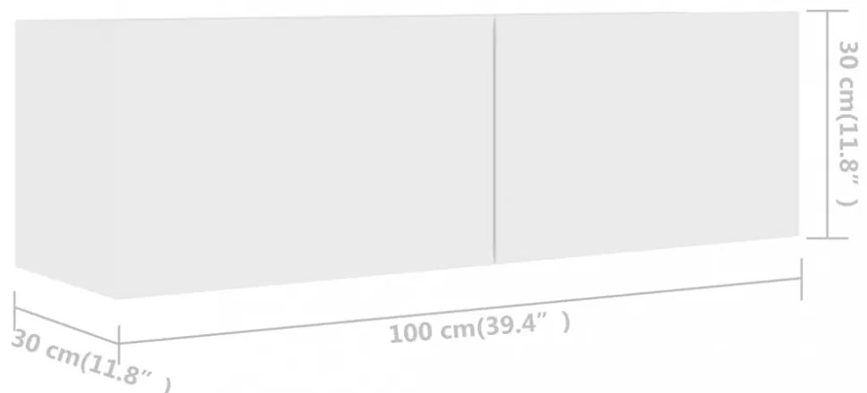 4 db fehér szerelt fa TV-szekrény 100 x 30 x 30 cm