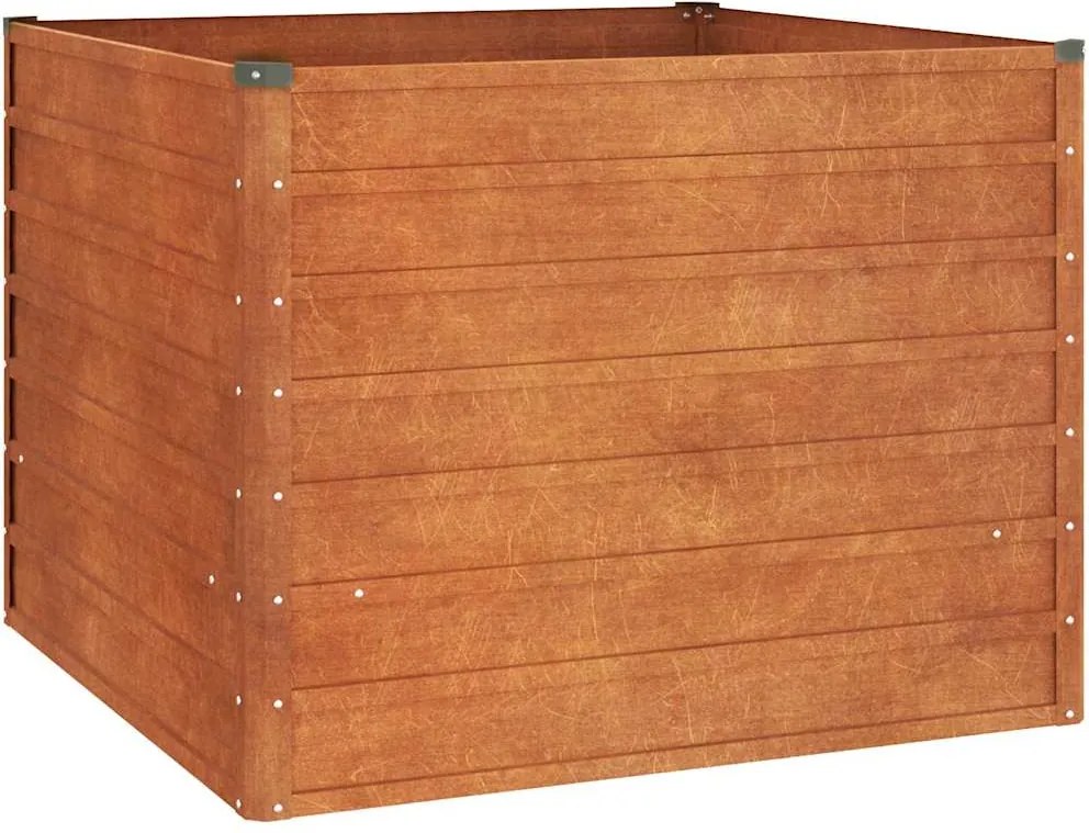 vidaXL rozsda színű corten acél kerti magaságyás 100 x 100 x 77 cm