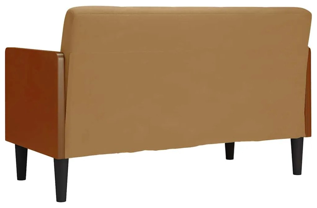 barna bársony loveseat kanapé párnákkal 110 cm