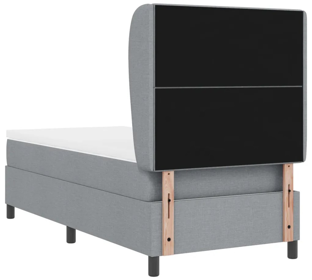 Boxspring Ágy Matrac Fényes Szürke 80x200 cm Szövet