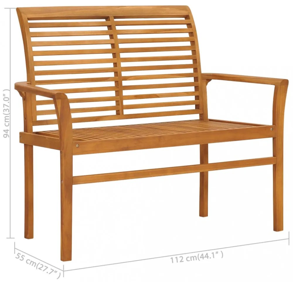 tömör tíkfa kerti pad bézs párnával 112 cm