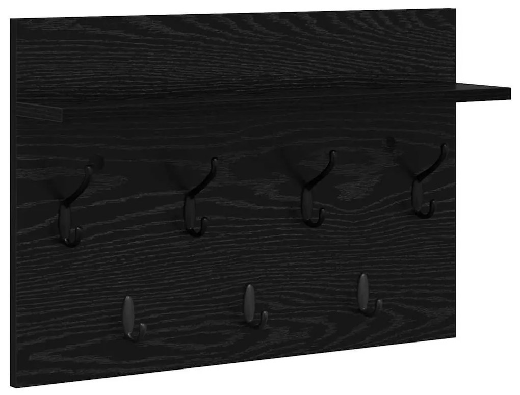 Fali Kabáthorog polcokkal Musta tammi 60 x 40 x 12 cm Faanyag