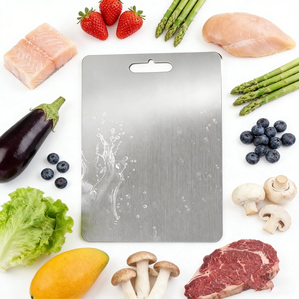 Vágódeszka Titán Rozsdamentes Acél Kiváló Minőségű 36 x 25cm Home&amp;picnic