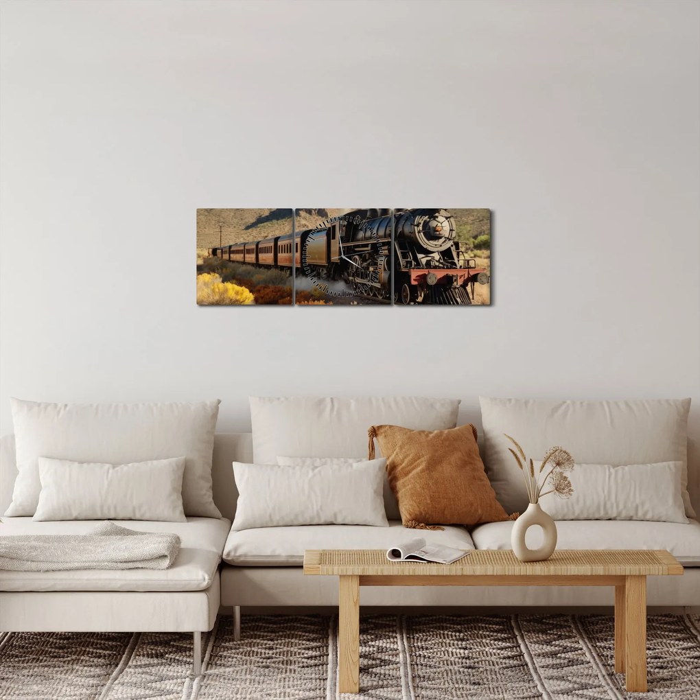 Kép - Gőzmozdony (órával) (90x30 cm)