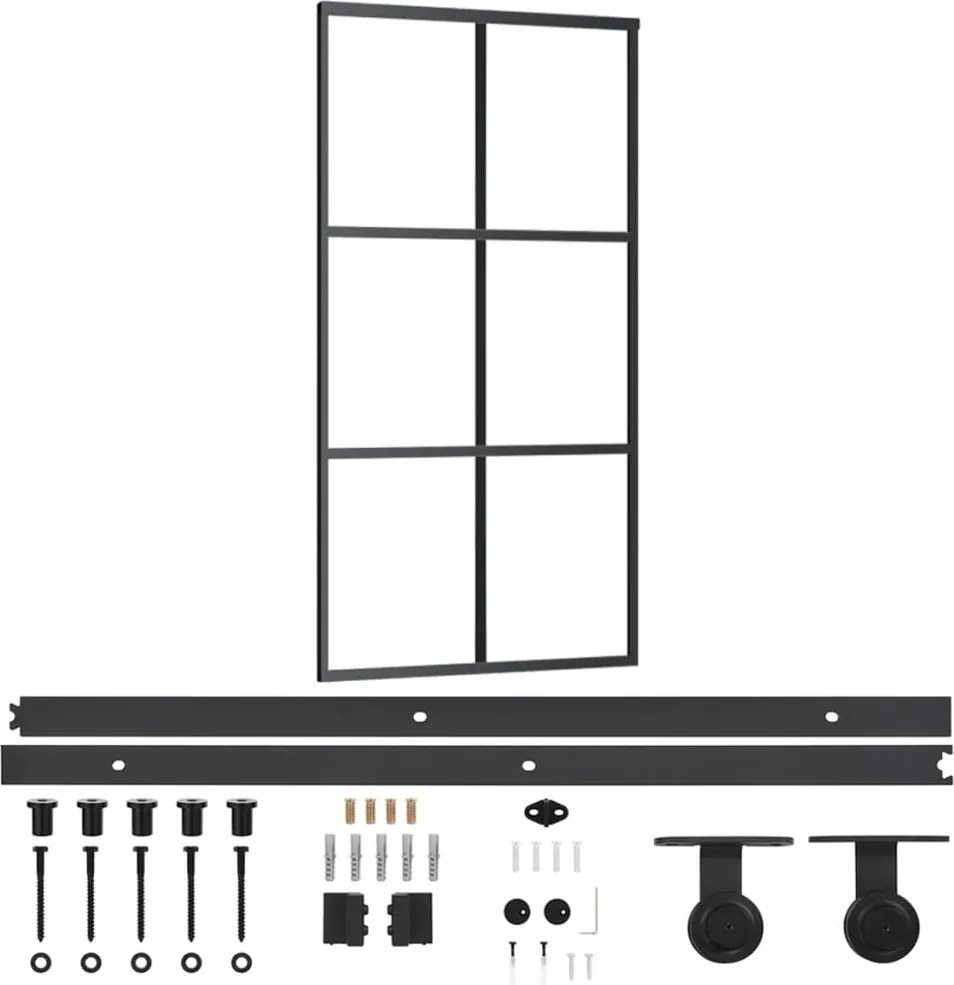 vidaXL ESG üveg és alumínium tolóajtó fémszerelvény-szettel 102x205 cm