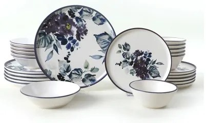 24 részes étkészlet, fehér/kék, kerámia