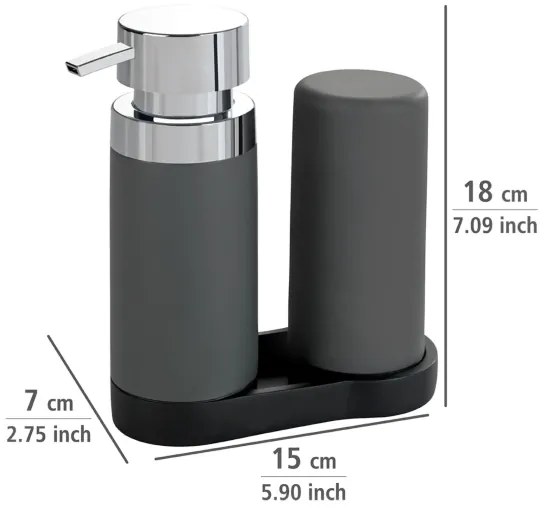 WENKO 54735100 - Mosóállomás EASY SQUEEZ-E 15x18 cm szürke/szürke