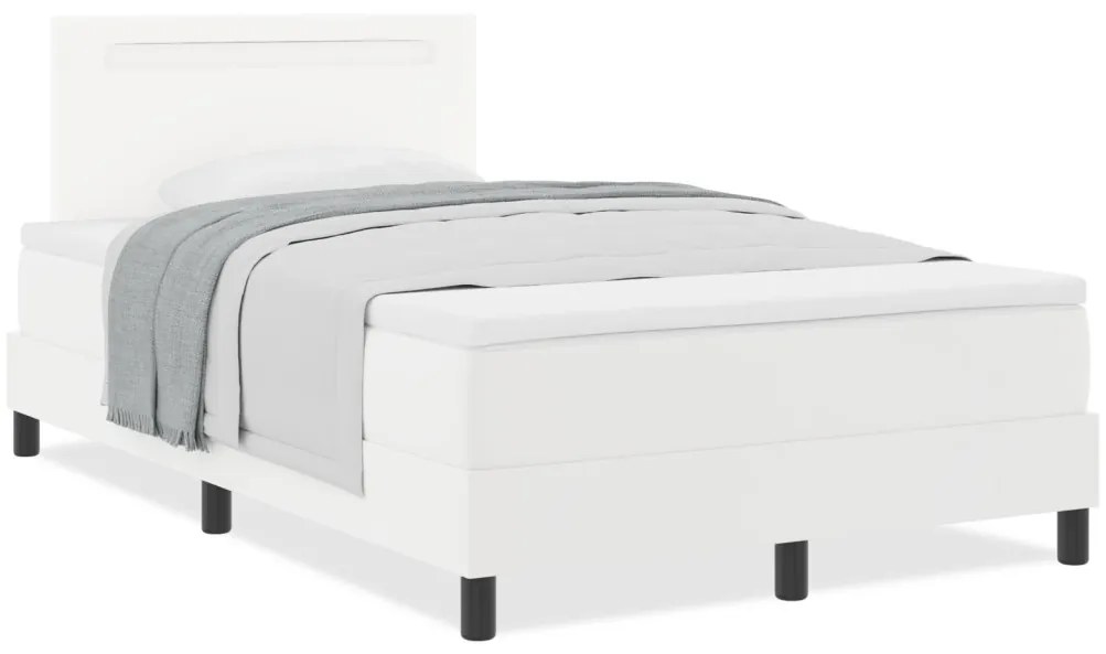 Boxspring Ágy Matraccal, Fehér, Kis Dupla, Műbőr