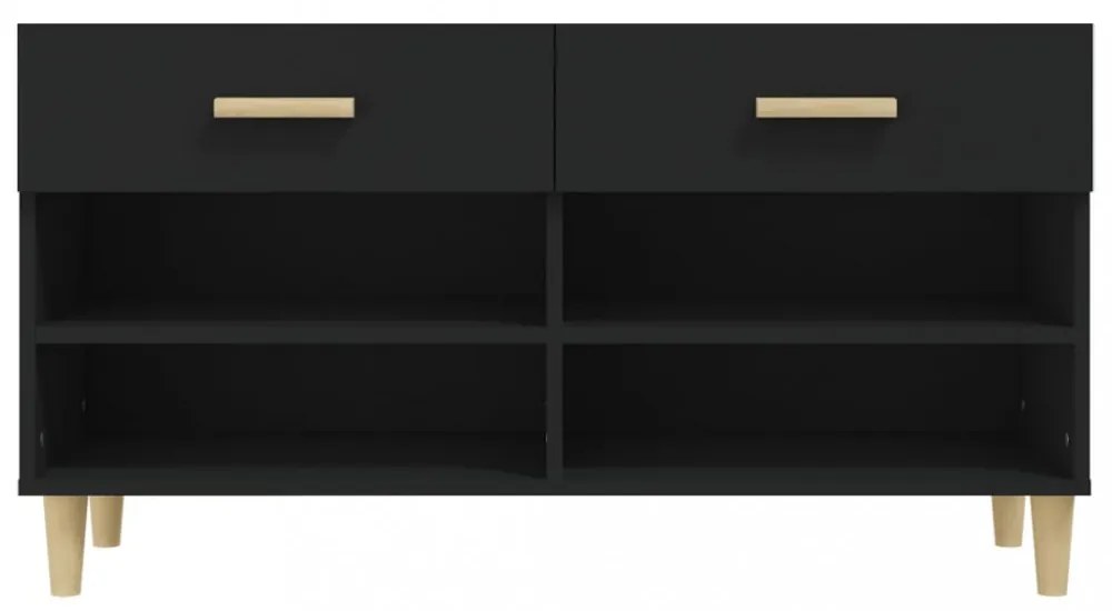 fekete szerelt fa cipősszekrény 102x35x55 cm