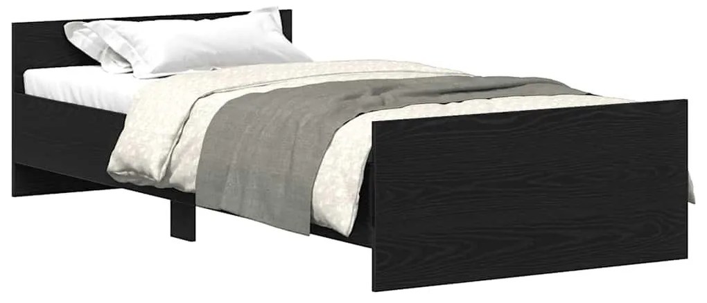 fekete tölgy színű szerelt fa ágykeret matrac nélkül 75x190 cm