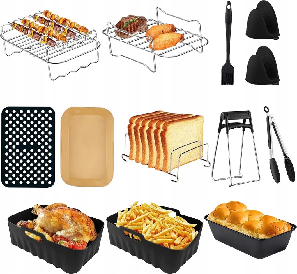 Tartozékkészlet Olajsütő Betétek Állványok Air Fryer Dual Basket