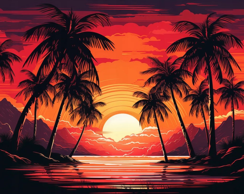 Poszter 76x60,5cm Pálmafák a lagúnánál