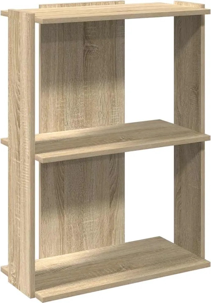 vidaXL 3 szintes sonoma tölgy színű szerelt fa könyvespolc 60x30x80 cm