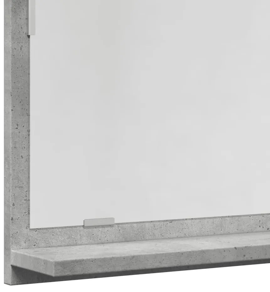 betonszürke szerelt fa tükrös fürdőszobaszekrény 90x11x37 cm