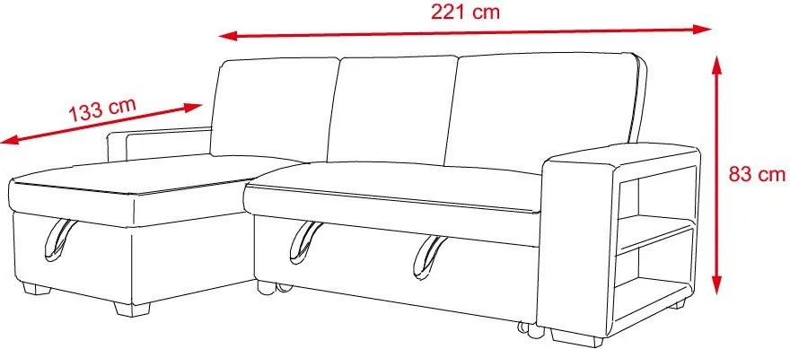 Catini PORTIVA univerzális sarokkanapé tárolóval és USB-csatlakozóval, szürke