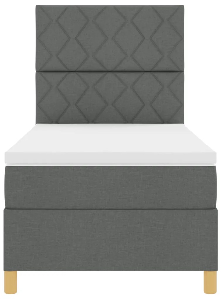 Box Spring ágy matraccal és LED lámpával Sötét Szürke 100x200 cm Szövet