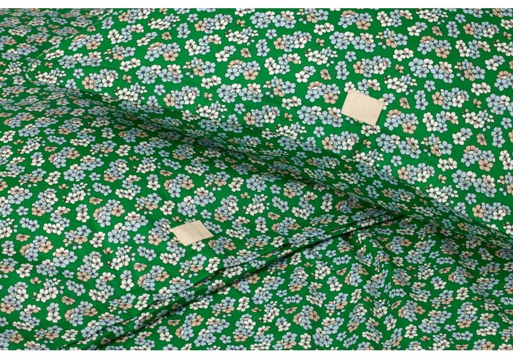 Zöld egyszemélyes pamut-szatén ágyneműhuzat 140x200 cm Pleasantly – JUNA