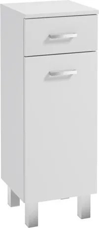 Fürdőszoba szekrény 85x30cm lábakon keskeny komód kicsi álló fehér fényes