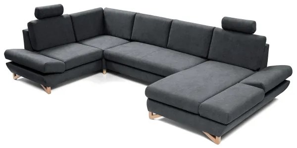 Kinyitható U-alakú kárpitozott sarokgarnitúra tárolóhellyel AVESTA — antracit