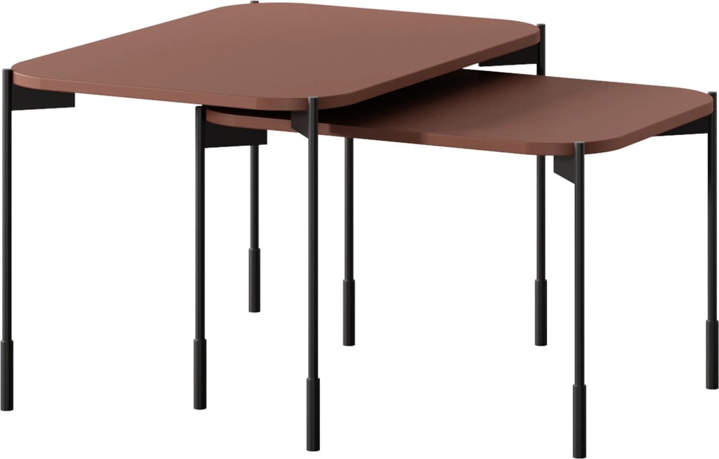 Sonatia dohányzóasztal 60 cm, téglalap alakú, fém lábakkal - bordó