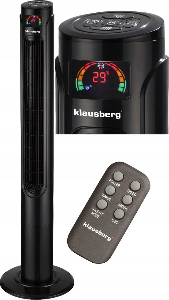 Oszlopventilátor Távirányítóval Padló Led kijelző Időzítő 120cm Fekete