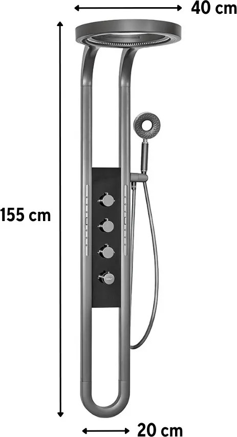 Aquajet hidromasszázs zuhanypanel szürke