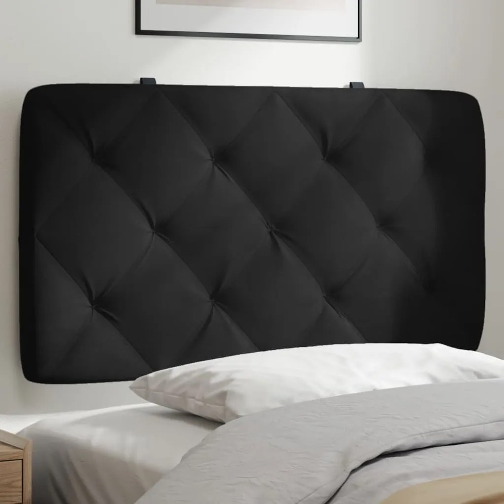 fekete bársony fejtámla párna 80 cm