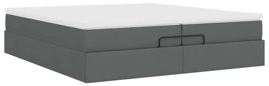 Ottomán ágykeret matracokkal Sötét szürke 200x200cm szövet