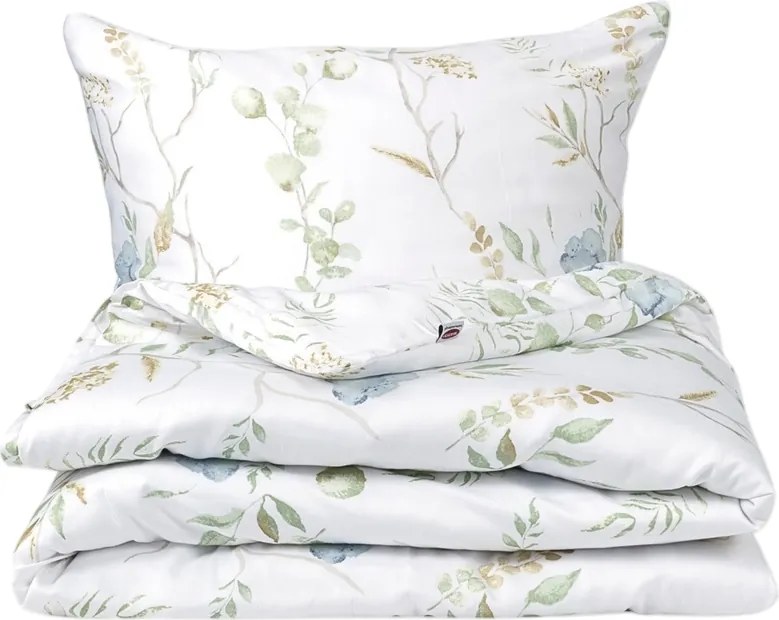 Matex Mező kék virágokkal szatén ágyneműhuzat, 140 x 200 cm, 70 x 90 cm