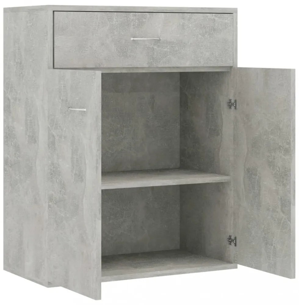 betonszürke szerelt fa tálalószekrény 60 x 30 x 75 cm